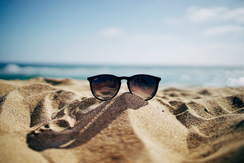 sunglasses on sand | California leasing property management blog post