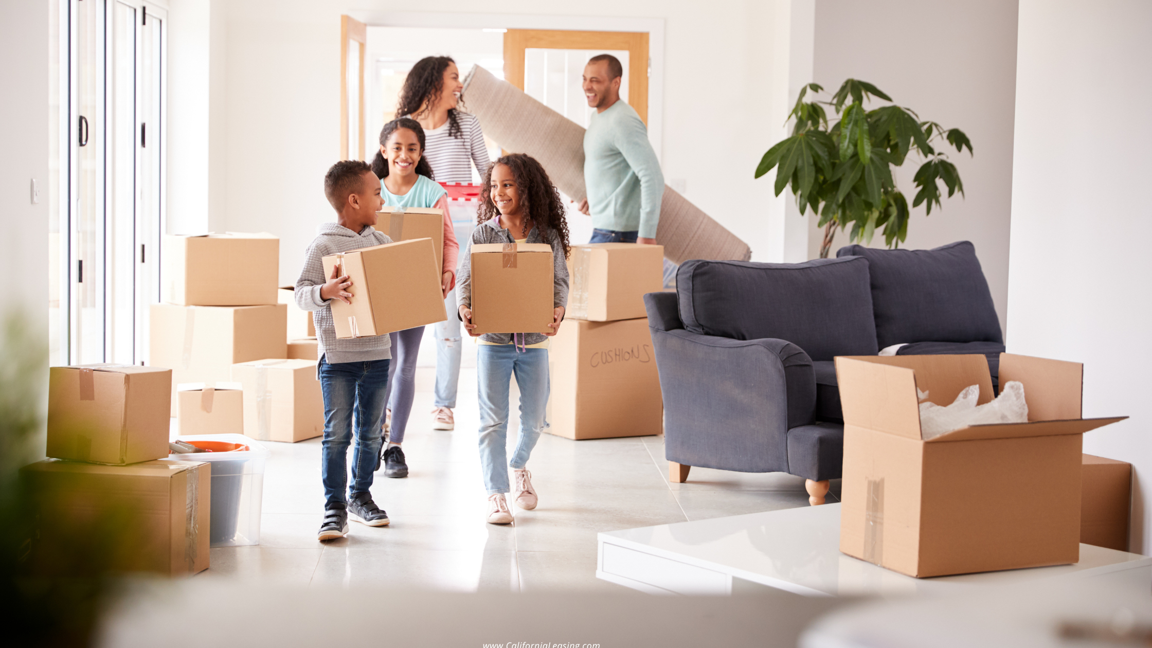 Family moving into their home